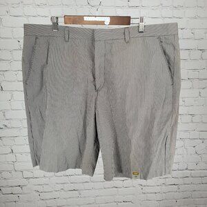 NWD The Foundry Grey Striped 100% Cotton Lightweight Chino Cargo Shorts Size 44